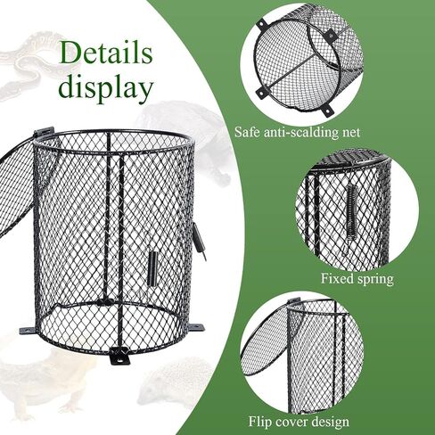 Anti-Scald Reptile Heating Lamp Shade Heat Lamp Light Mesh Cover Day Night Ceramic Light Bulb Heating Lampshade(Cylinder) (Square) in Saudi Arabia