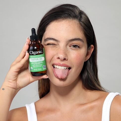 Cliganic Organic Castor Oil, 100% Pure (2oz with Eyelash Kit) - For Eyelashes, Eyebrows, Hair & Skin in Saudi Arabia