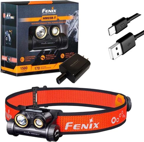 EdisonBright Fenix HM65R-T 1500 Lumen spot/Flood Light Rechargeable Magnesium Lightweight headlamp, for Jogging/Camping Charging Adapter in Kuwait