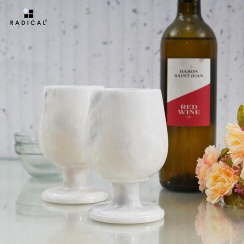Radicaln Marble Wine Glasses Black 5.5" Inches 8.4 OZ Handmade Cocktail Glasses For Bar - Red Wine Glasses, Champagne Glasses For Vodka - Drinking Glasses Set of 2 Wine Glass in Kuwait