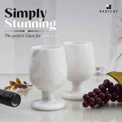 Radicaln Marble Wine Glasses Black 5.5" Inches 8.4 OZ Handmade Cocktail Glasses For Bar - Red Wine Glasses, Champagne Glasses For Vodka - Drinking Glasses Set of 2 Wine Glass in Kuwait