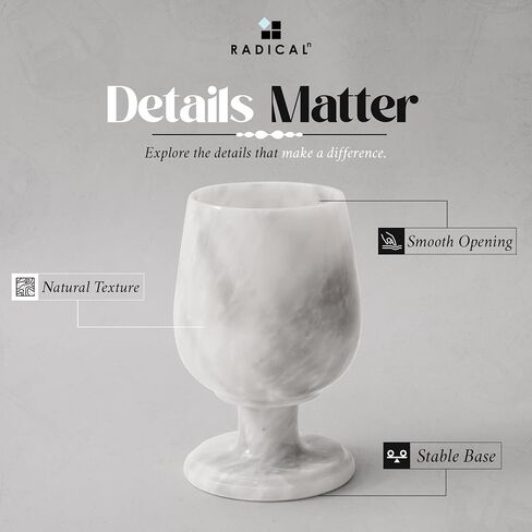 Radicaln Marble Wine Glasses Black 5.5" Inches 8.4 OZ Handmade Cocktail Glasses For Bar - Red Wine Glasses, Champagne Glasses For Vodka - Drinking Glasses Set of 2 Wine Glass in Kuwait