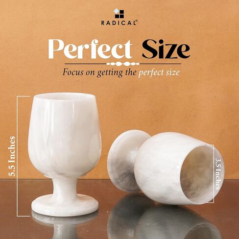 Radicaln Marble Wine Glasses Black 5.5" Inches 8.4 OZ Handmade Cocktail Glasses For Bar - Red Wine Glasses, Champagne Glasses For Vodka - Drinking Glasses Set of 2 Wine Glass in Kuwait