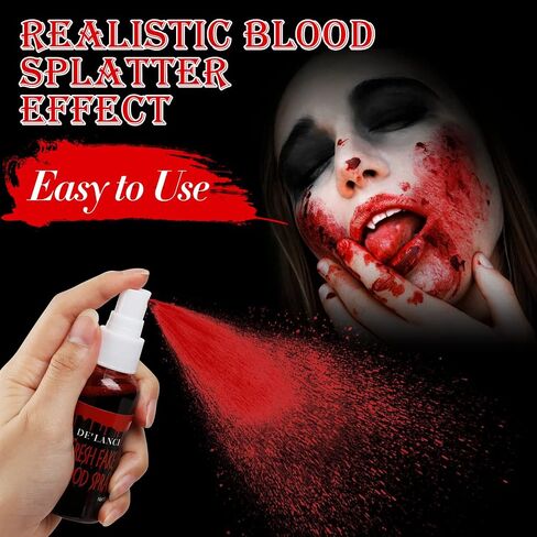 DE'LANCI Edible Fake Blood Gel, Realistic Sfx Fake Blood Makeup Kit, Washable Fake Blood for Clothes Mouth Eyes, Special Effects Makeup Kit for Vampire Zombie Halloween Fake Blood Makeup- 60g(2.12 Oz) in Saudi Arabia