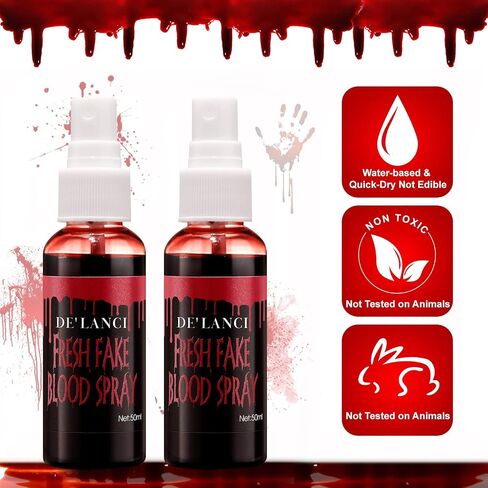 DE'LANCI Edible Fake Blood Gel, Realistic Sfx Fake Blood Makeup Kit, Washable Fake Blood for Clothes Mouth Eyes, Special Effects Makeup Kit for Vampire Zombie Halloween Fake Blood Makeup- 60g(2.12 Oz) in Saudi Arabia