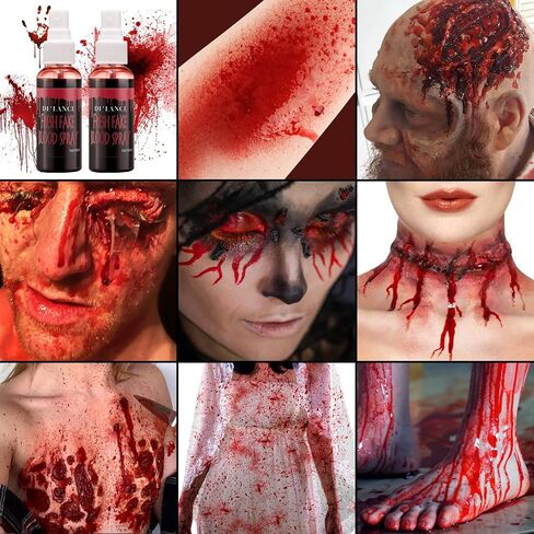 DE'LANCI Edible Fake Blood Gel, Realistic Sfx Fake Blood Makeup Kit, Washable Fake Blood for Clothes Mouth Eyes, Special Effects Makeup Kit for Vampire Zombie Halloween Fake Blood Makeup- 60g(2.12 Oz) in Saudi Arabia