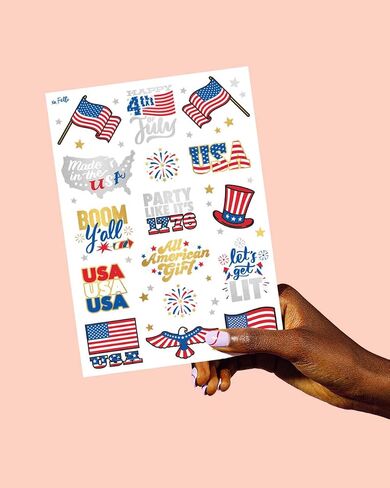 xo, Fetti Fourth of July Decorations Tattoos - 70 styles | Red White and Blue Party Supplies, 4th of July, USA Flag, Memorial Day in Saudi Arabia