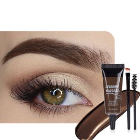 Tinted Thickening Eyebrow Mascara with Two Eyebrow Brushes,Brow Fast Sculpt,Waterproof,Transfer-proof,Eyebrow Tinting Kit- Cruelty Free - Light Medium Brown (2 Pack) (01#Brown &04#Black)