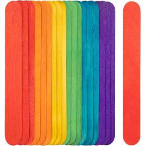 8 Inch Colored Jumbo Craft Sticks - 60 PCS Extra Large Natural Premium Wood, Rainbow Wooden Popsicle Sticks, Wide Lollipop Sticks for DIY Crafting, Kids Education, Home Art Projects