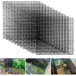 Adjustable Platic Grip Panel Aquarium Fish Tank Divider Filter Bottom DIY Plastic Grid Fish Tank Isolation Board Plastic Egg Crate Tray (Black, 4pcs 11.8X5.9 Inch with 0.15 Inch Hole)