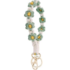 Flower Handmade Wristlet Keychain for Women with Key Ring Macrame Lanyards for Car Keys