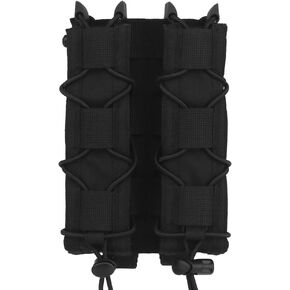 Tactical Double Extended 9mm Mag Pouch,Open Top Quick Pull Long Flashlight Holder Magazine Bag for Vest MOLLE/PALS