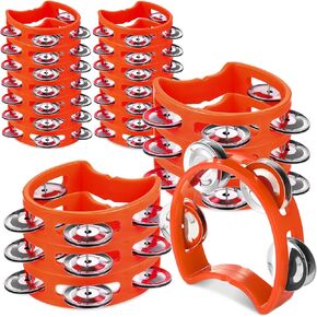 21 Pieces Plastic Percussion Tambourine for Adults Hand Tambourine Musical Instrument 4 Bells on ABS Tambourine Musical Rhythm Instrument Hand Held Percussion Drum for Party Performance Concert