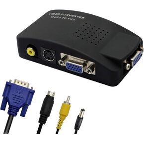 GINTOOYUN RCA to VGA Adapter,Composite AV S-Video to VGA Converter,for HDTV, Monitors, Laptop, Desktop,DVD/VCD/Camera/Set-top Box