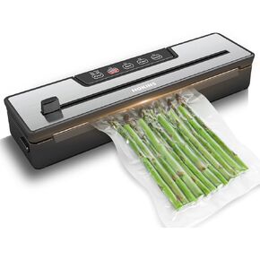 NOKINS Food Vacuum Sealer Machine | Automatic 8-in-1 Modes | Wet/Dry Water Saving Mode | Includes Vacuum Bag and Cutter | Easy-to-use Sealing System | Black Food Storage Sealer
