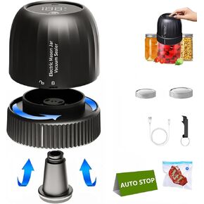 Electric Mason Jar Vacuum Sealer, Upgraded Automatic Vacuum Sealer Kit for Wide and Regular Mouth Mason Jars, Genie Mason Jar Vacuum Sealer, Handheld Food Canning Storage Saver