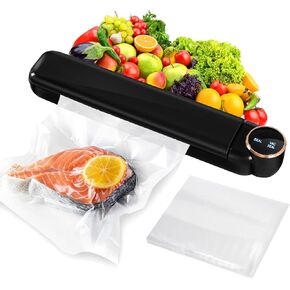 Vacuum Food Sealer Machine,Meat Sealers Packing Freezer Saver,Starter Kit,Dry & Moist Modes,LED Indicator Lights,Kitchen Air Seal Machine with 20PCS Storage Bags,Black