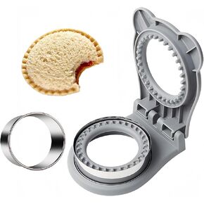 Sandwich Cutter and Sealer, Decruster Sandwich Maker for kids lunch Uncrustable Sandwich Maker，Easy for School Lunchbox and Bento Box Grey