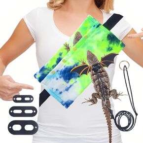 Adjustable Lizard Leather Leash Harness,Bearded Dragon Carrier Set,Small Animals Carrier Bag with Leash Harness Set for Guinea Pig Chinchilla Lizard Chameleon