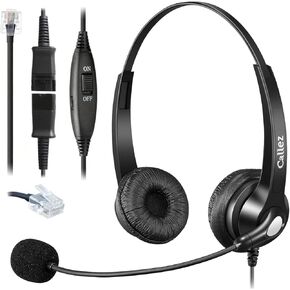 Callez RJ45 Telephone Headset with Microphone Noise Cancelling, Quick Disconnect Phone Headset Compatible with Mitel/Aastra 6865i 6867i 6869i Siemens Unify OpenStage 30 40 60 80 Landline Deskphones