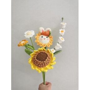 Crochet flower bouquet handmade forever flower birthday giftcreative gift christmas Gift Housewarming Present graduation gift beautiful flower Marriage Proposal (whiteblackedge)