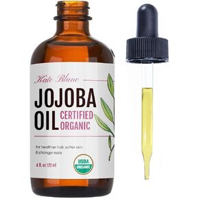 Kate Blanc Cosmetics Jojoba Oil for Skin, Face & Hair Growth (4oz) Golden Jojoba Oil Organic Facial Oil for Gua Sha Massage. 100% Pure & Natural Carrier Oil. Moisturize Nails, Ear, Scalps, Cuticle