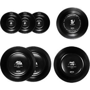 Medium Stainless Steel Plate Portable Non-stick Dinnerware for Youth, Adults, Family, Camping, Hiking, Beach, Outdoor Use 7.09 inch Black (5.51 inch green)