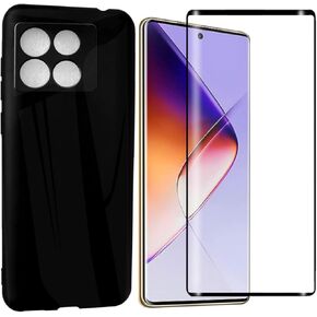 Cover for Infinix Note 40 Pro 4G Case (6.78 inches),Black Shell Case for Infinix Note 40 Pro 4G with 1 Tempered Glass Screen Protector