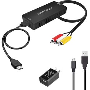 HDMI to RCA Converter, HDMI to Composite Video Audio Converter Adapter，HDMI to AV Adapter, Supports PAL/NTSC for PC Laptop HDTV DVD