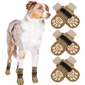 EXPAWLORER Double Side Anti-Slip Dog Socks with Adjustable Straps - 3 Pairs Soft and Breathable Puppy Non-Slip Paw Protection, Better Traction Control for Indoor on Wooden Floor Wear