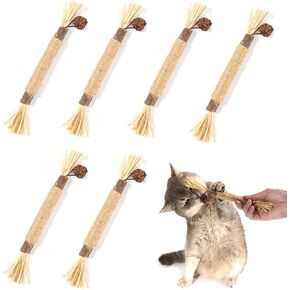 6 Pack Silvervine Cat Chew Toys, Natural Silvervine Sticks for Indoor Cats, Interactive Cats Dental Toy for Teeth Cleaning, Treat Catnip Toy for Kitten