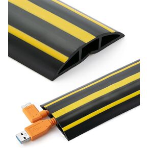 Bates- Floor Cord Cover, 6ft Cable Cover, Black & Yellow Extension Cord Cover Floor, Cord Protector, Floor Cable Cover, Cord Hider Floor, Cable Cover Floor, Cable Floor Cover, Cable Covers for Cords