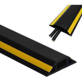 غطاء كابل أرضي بطول 2 متر، واقي كابل طاقة عملي ذاتي اللصق، أغطية أسلاك PVC ناعمة لإدارة الأسلاك للمكتب المنزلي (أسود وأصفر) in Kuwait