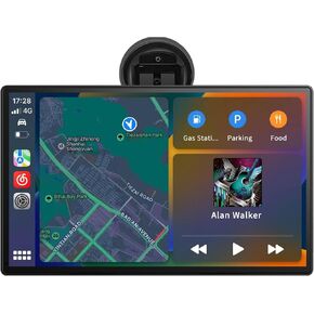 Wireless Dash Mount Apple Carplay& Android Auto, 9" Portable Car Stereo with 1080P Backup Camera, GPS Navigation/AUX/FM/Speaker/Voice Control