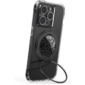 Typecase Cell Phone Stand: Folding Magnetic Phone Holder for Desk - Portable Phone Ring Holder - Ultra Thin Phone Grip Compatible with iPhone 15 14 13 12 Pro Max - Midnight Blossoms