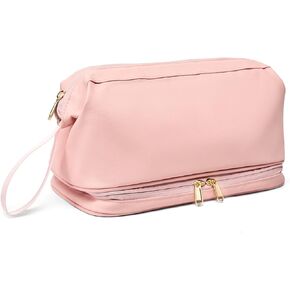 حقيبة أدوات الزينة كبيرة للسفر للرجال والنساء، حقيبة تنظيم المكياج، مجموعة دوب، حقيبة مستحضرات تجميل معلقة مقاومة للماء لإكسسوارات أدوات الزينة (رمادي) in Kuwait