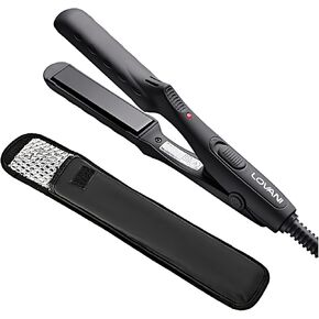Mini Portable Flat Iron Tourmaline Ceramic Dual Voltage Travel Iron for Worldwide Use LED Indicator LOVANI Hair Straightener (Black)