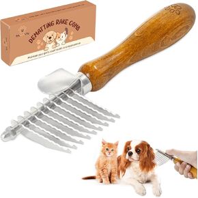 Takavu Metal Dog Comb for Removes Tangles and Knots, Cat Comb for Removing Matted Fur, Stainless Steel Smooth Round Teeth Grooming Tool with Wooden Handle for Grooming Pets Hair in Kuwait