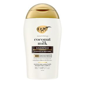 OGX Nourishing + Coconut Milk Moisturizing Shampoo for Strong & Healthy Hair, with Coconut Milk, Coconut Oil & Egg White Protein, Paraben-Free, Sulfate-Free Surfactants, 25.4 fl oz