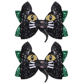 Halloween Funny Hair Clips Glitter Hair Bow Clips Handmade Kids Girls Hair Accessories for Halloween Theme Party, Orange