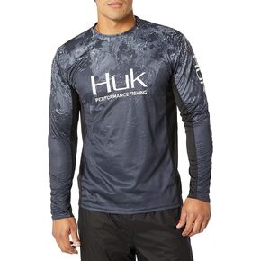قميص رجالي بأكمام طويلة Icon X Camo من Huk | قميص أداء بأكمام طويلة مع حماية من أشعة الشمس بعامل حماية من أشعة الشمس 30+، كيناي، مقاس 2X-Large