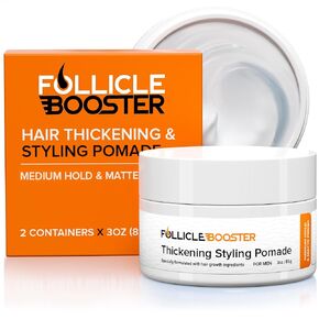 Hair Styling Thickening Pomade - Matte Medium Hold - Hair Growth Ingredients Biotin, Saw Palmetto, Caffeine, Green Tea, Aloe Vera, Niacinamide - Easy To Wash Out - All Day Hold For All Hairstyles