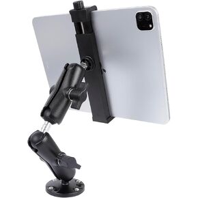 Aluminum Heavy Duty Drill Base Car Tablet Mount for 6.5"-12.9" Tablets/iPad Pro/Mini/Samsung Tab/Surface, 360° Adjustable 2-Stage Tablet Holder for Truck, Business Vehicle, Desktop, Wall, etc.
