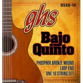 GHS Strings GHS RED Coated Stainless Steel Bajo Quinto Strings-Loop End-Cuerdas Rojas (RKX-10)
