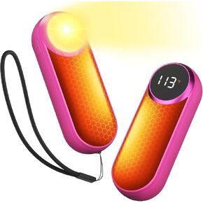 Hand Warmers Rechargeable,12000mAh Electric Hand Warmers with Light, 2 Pack Pocket Hot Hands Reusable Up to 20 Hours, Double Sided Heat Portable Heater for Hunting, Camping Gear, Stocking Stuffers