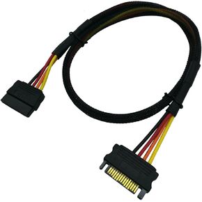 COMeap SATA Power Extension Cable Long, M/F Serial ATA HDD Hard Drive Adapter Sleeved 24-inch(60CM)