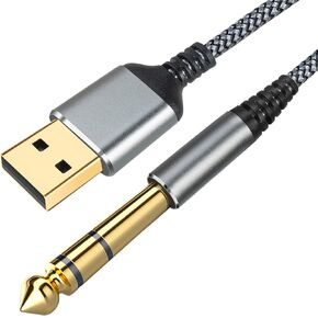 USB to 1/4 inch Audio Cable, 4FT/1.2M USB A Male to 6.35mm Male Stereo Audio Cable for PC, Laptop, Windows, Headset, Speaker, Amplifier (NOT for Recording, Truck, TV USB Ports)