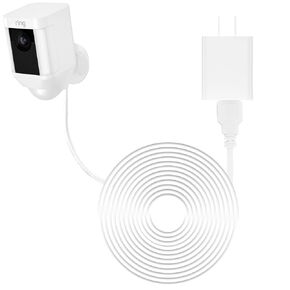 Power Adapter for Ring Spotlight Camera Indoor Pan Tilt Stick Up Cam 2nd 3rd Gen Plug in Continuously Charge Cord Smart Home Outdoor Weatherproof 13.2FT White