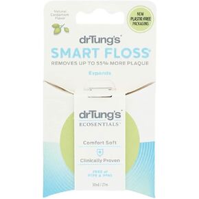 DrTung's Smart Floss - Natural Floss, PTFE & PFAS Free Floss, Gentle on Gums, Expands & Stretches, BPA Free Floss - Natural Dental Floss Cardamom Flavor (Pack of 9)