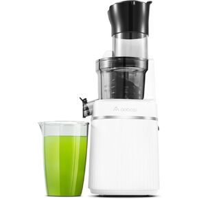 Aobosi Masticating Juicer Machine, 2-In-1 Cold Press Juicer with Large Feed Chute for Juice & Ice Cream, Powerful Slow Juicer for Vegetable and Fruit, Easy Clean Self Feeding (Grey)